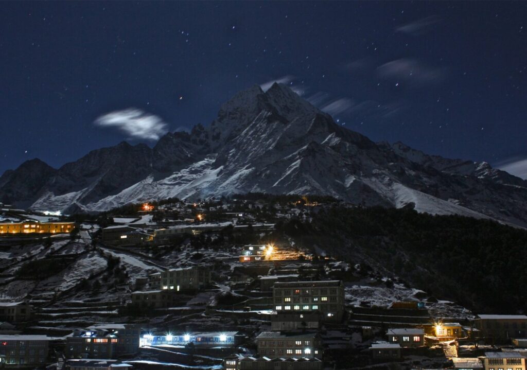 Namche Bazaar by night Everest Nepal – By Mountain People